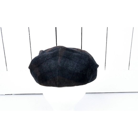 Brown and grey plaid wool blend newsboy cap - Picture 5 of 5